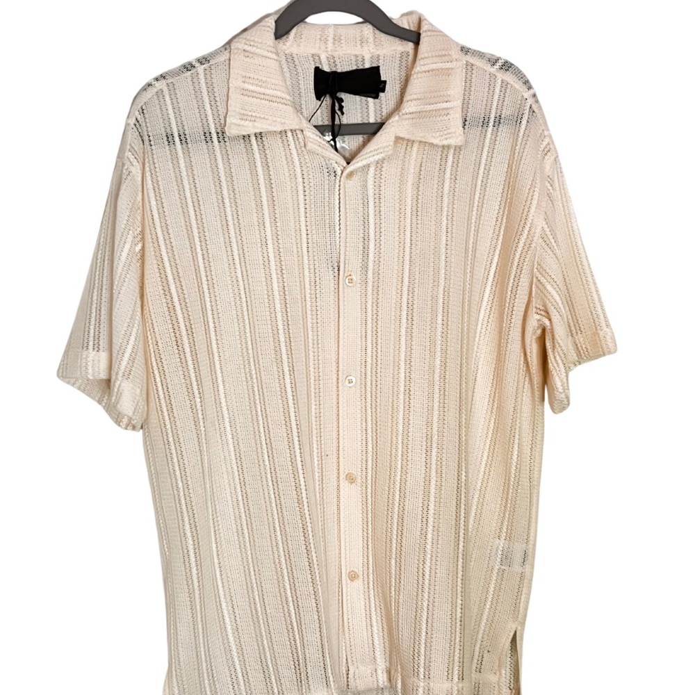 NWT Luxury Linen Men's Cream Short Sleeve Shirt